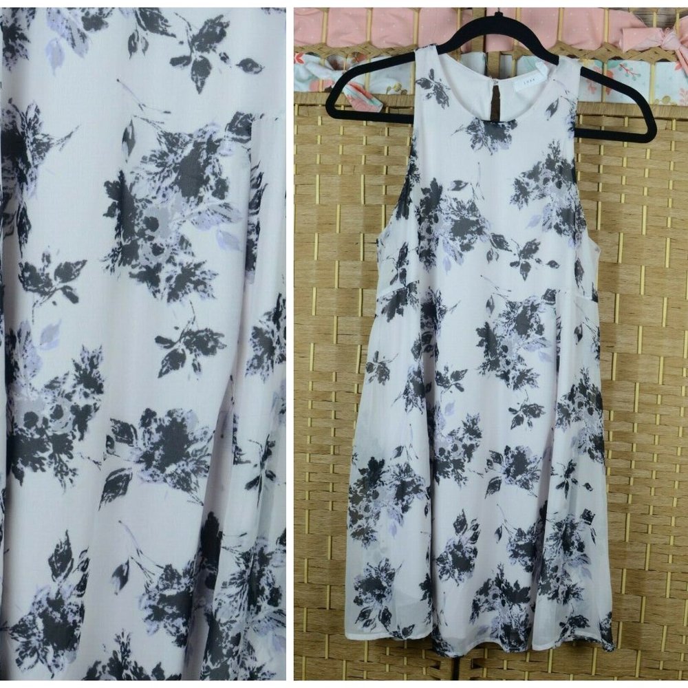 Lush Floral Chiffon Dress XS White Sleeveless